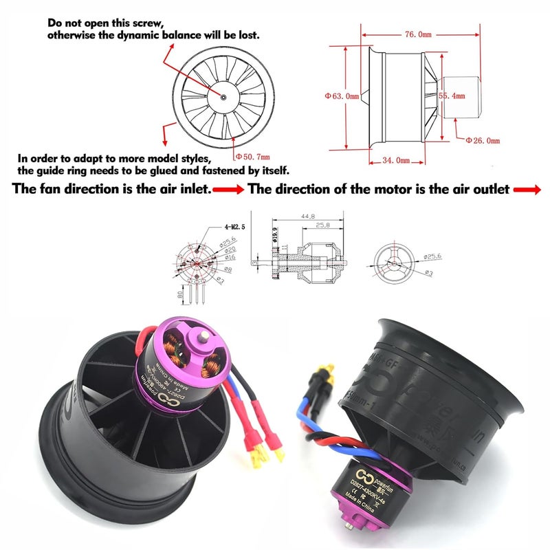 ApisQueen 50MM EDF 4S 4300KV 950G Thrust Belt 11 Blades Electric Ducted Fan for Aircraft Model Aircraft Jet Enging - Image 5